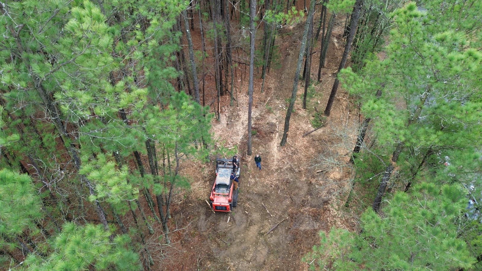 Aerial view of a property after professional brush removal and land clearing